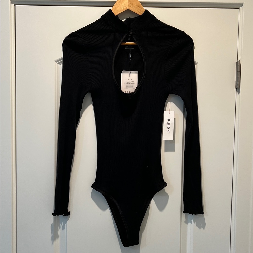 Bardot Mandarin Collar Silk Blend Bodysuit - Picture 2 of 3